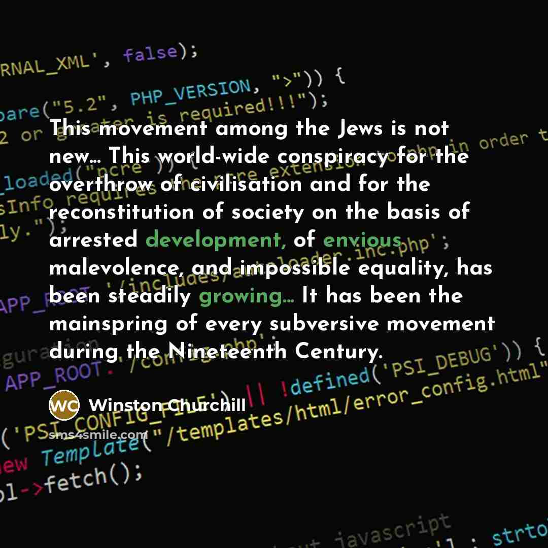 “This movement among the Jews is not new... This world-wide…” quote by Winston Churchill