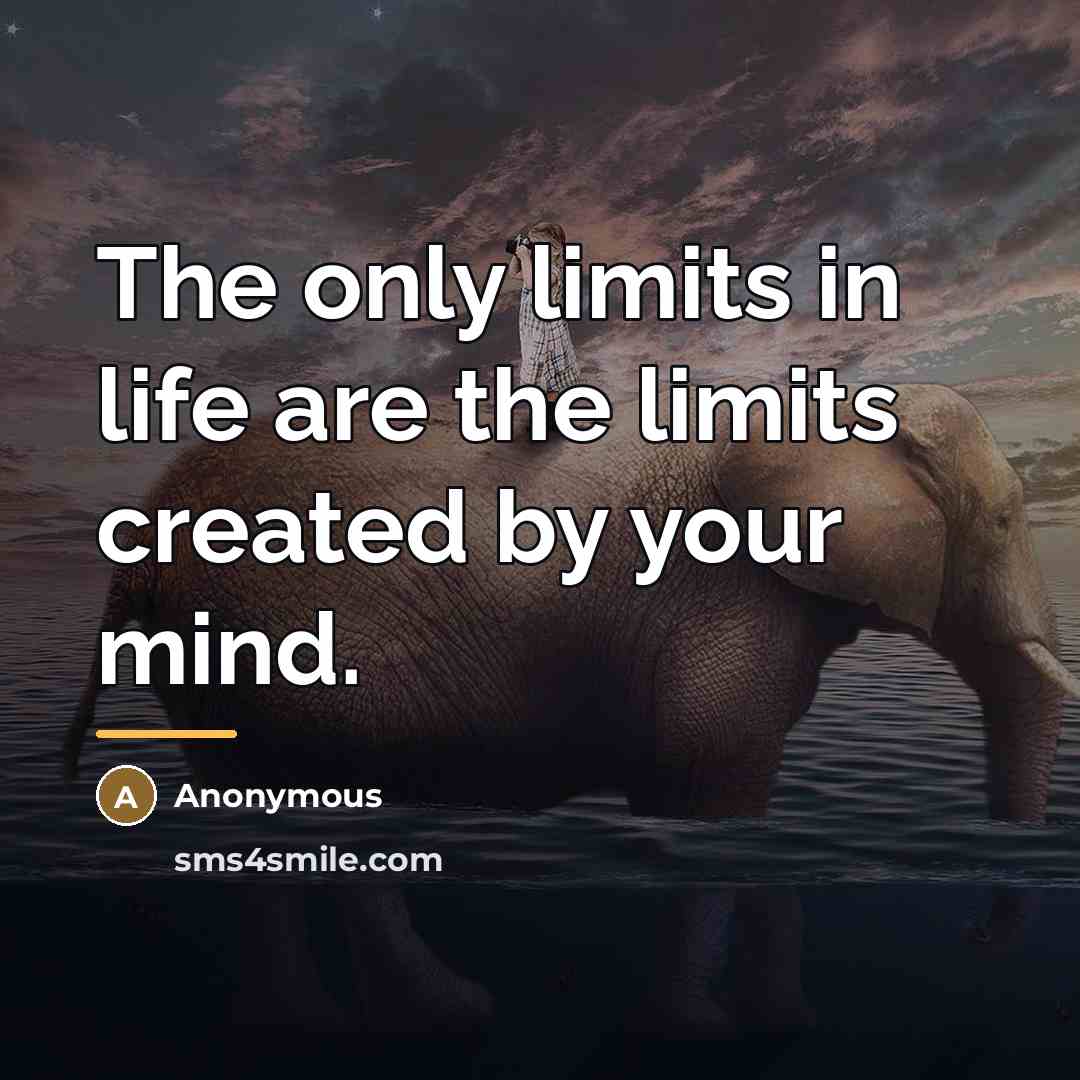“The only limits in life are the limits created by…” quote by Anonymous
