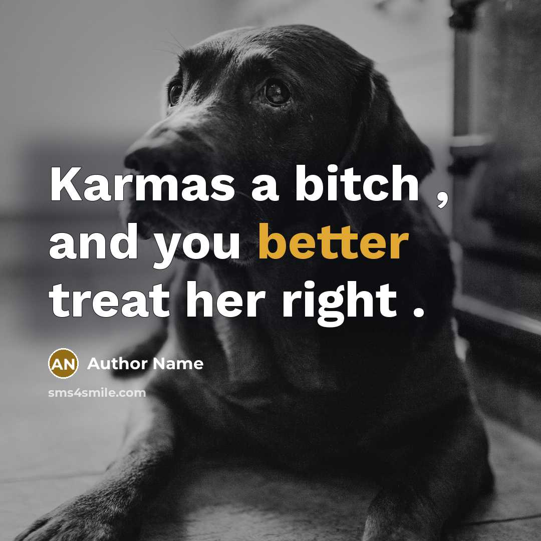 “Karmas a bitch , and you better treat her right .” quote by Author Name