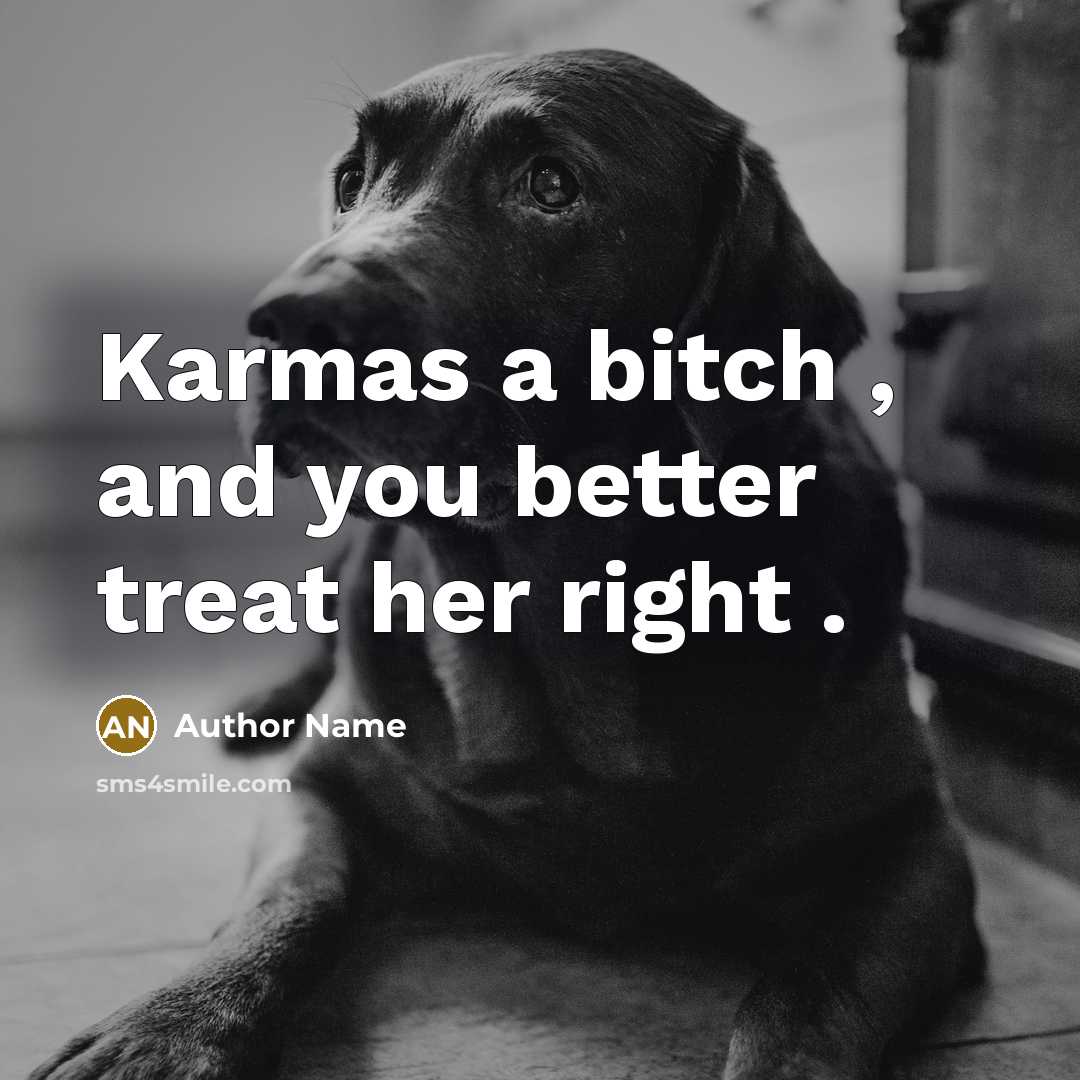 “Karmas a bitch , and you better treat her right .” quote by Author Name