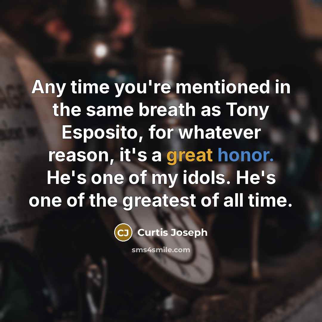 “Any time you're mentioned in the same breath as Tony…” quote by Curtis Joseph