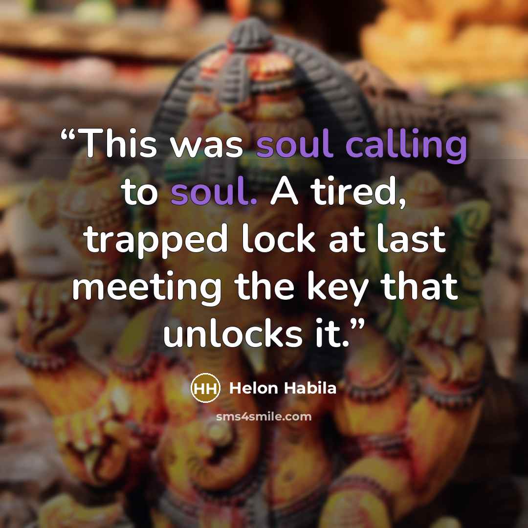 “This was soul calling to soul. A tired, trapped lock at last meeting the key that unlocks it.” quote by Helon Habila