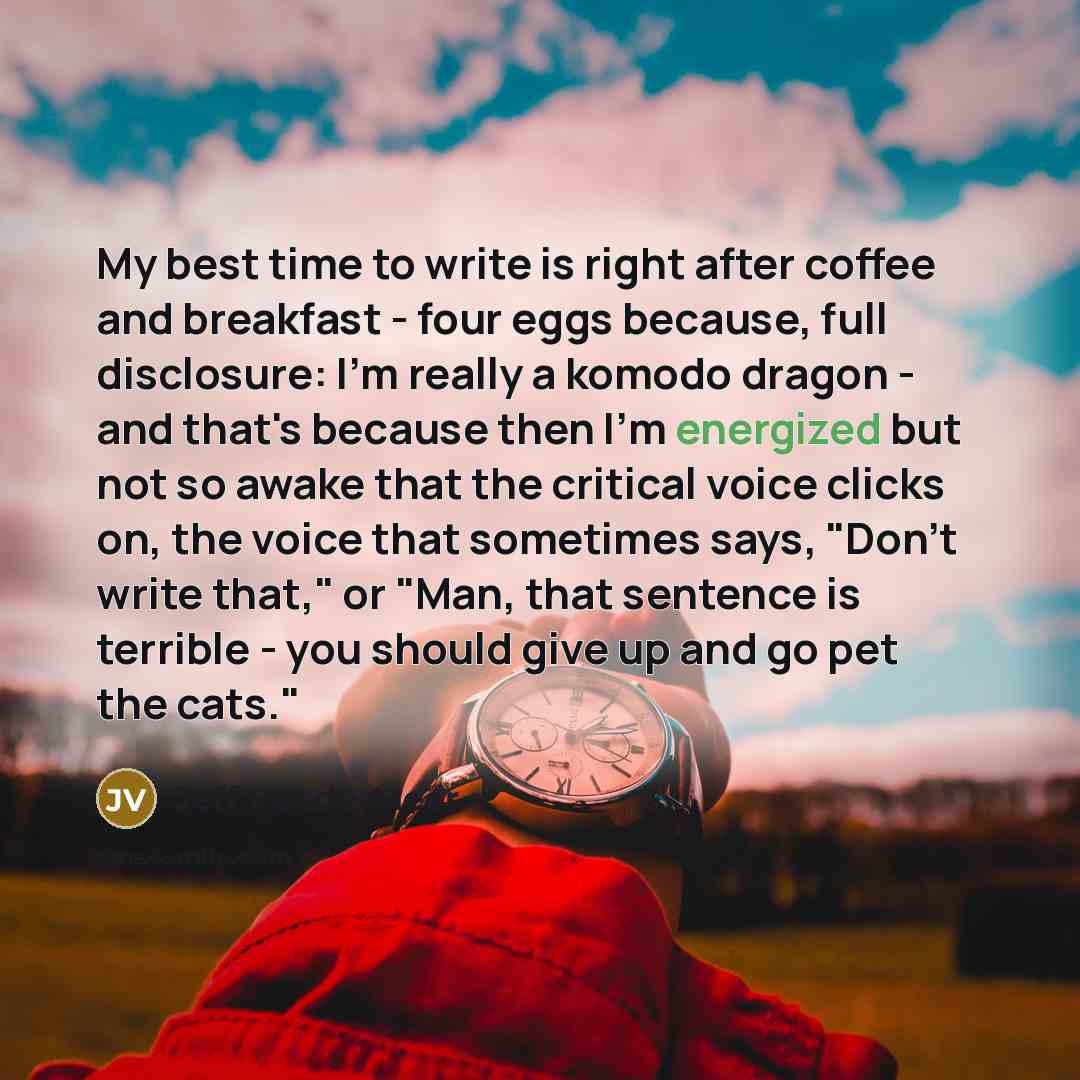 “My best time to write is right after coffee and…” quote by Jeff VanderMeer