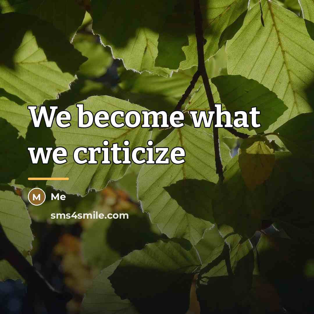 “We become what we criticize…” quote by Me
