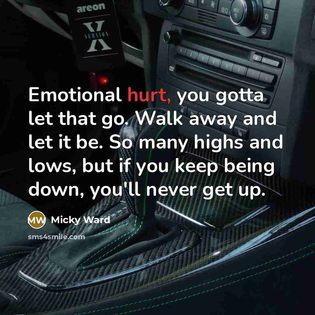 “Emotional hurt, you gotta let that go. Walk away and…” quote by Micky Ward