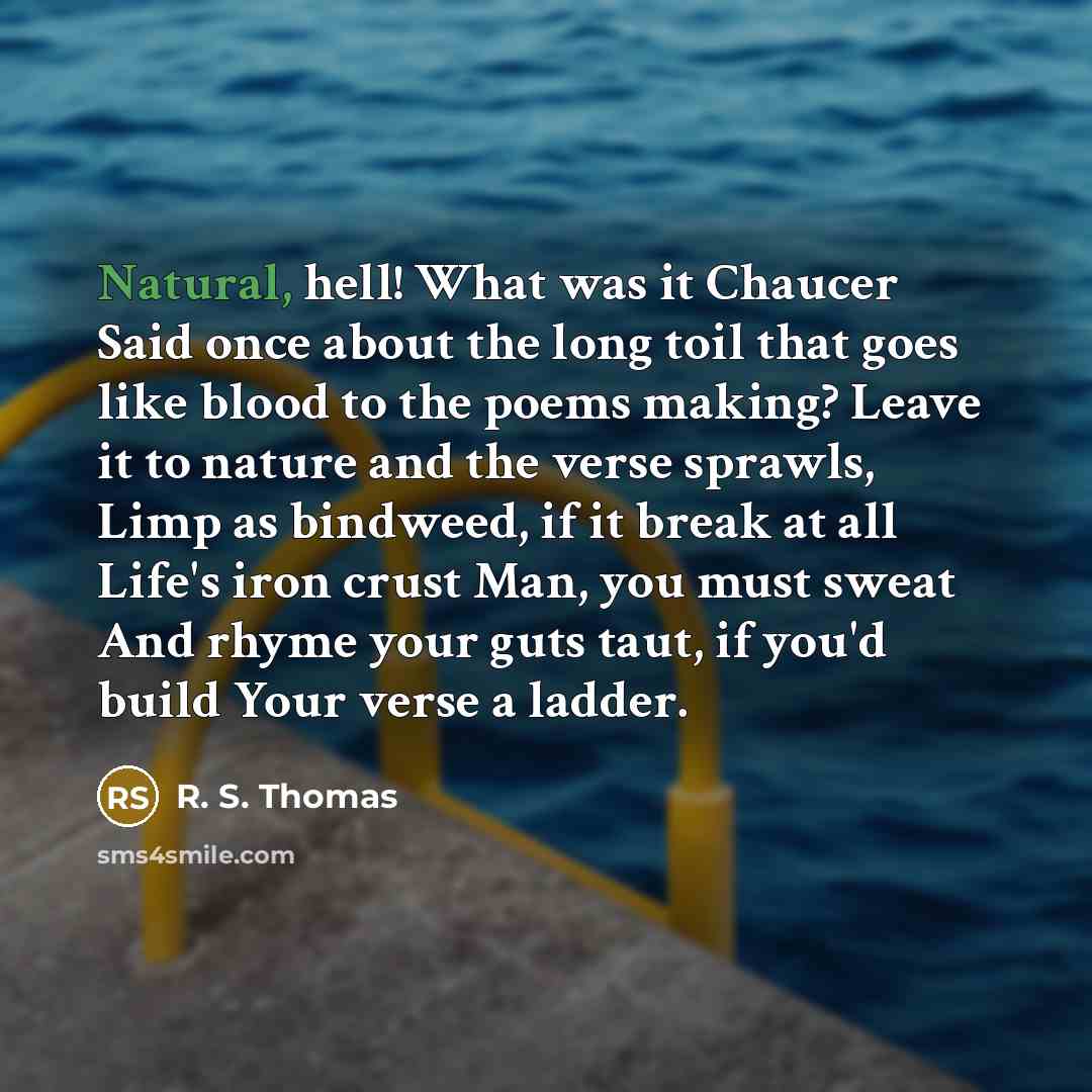 “Natural, hell! What was it Chaucer Said once about the…” quote by R. S. Thomas