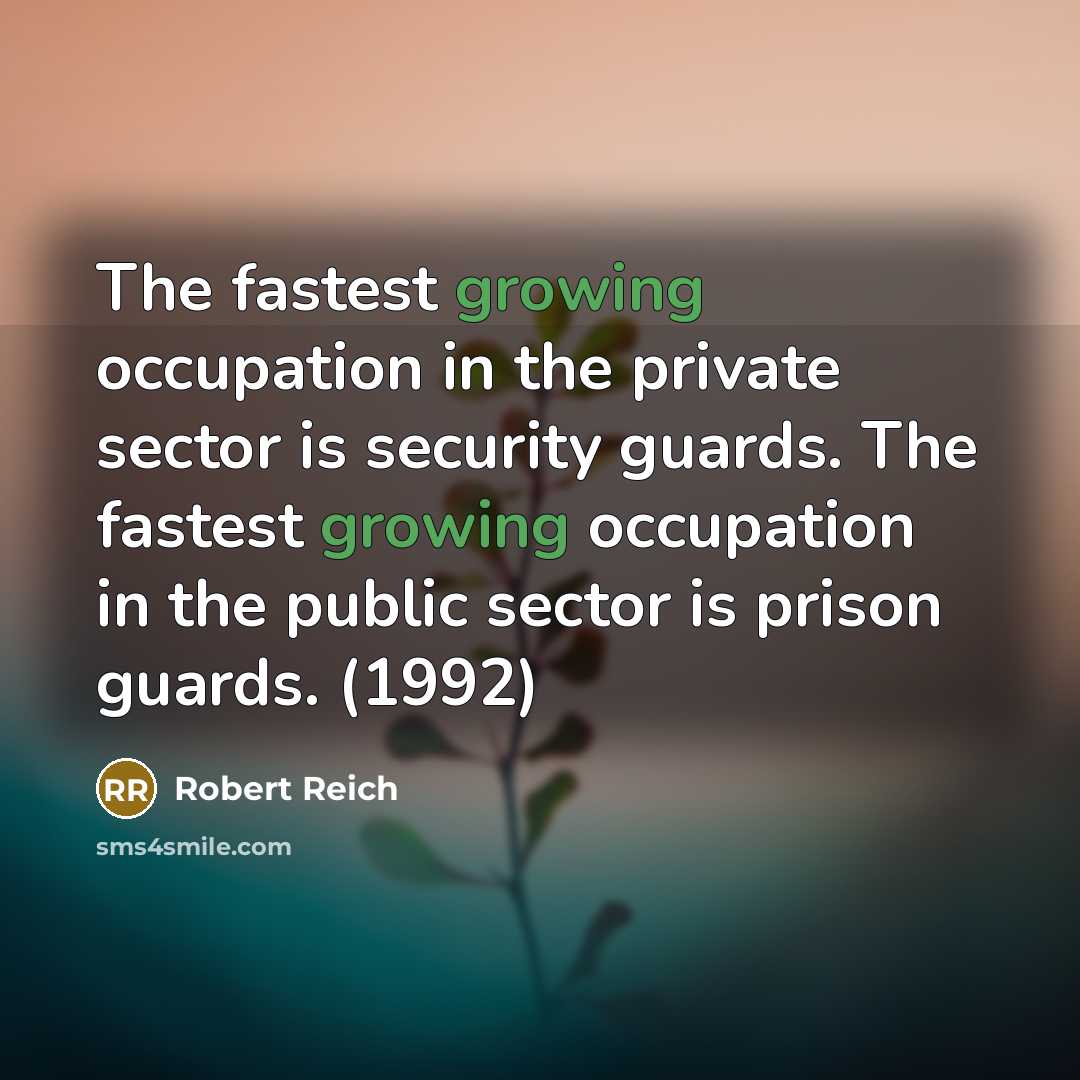 “The fastest growing occupation in the private sector is security…” quote by Robert Reich