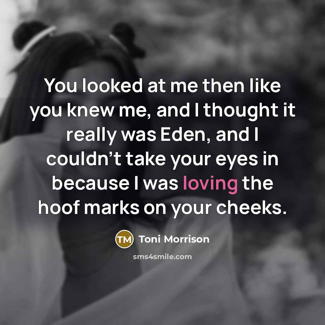 “You looked at me then like you knew me, and…” quote by Toni Morrison