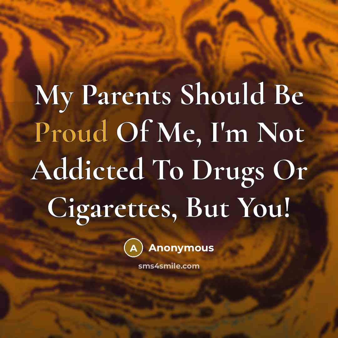 “My Parents Should Be Proud Of Me, I'm Not Addicted…” quote by Anonymous