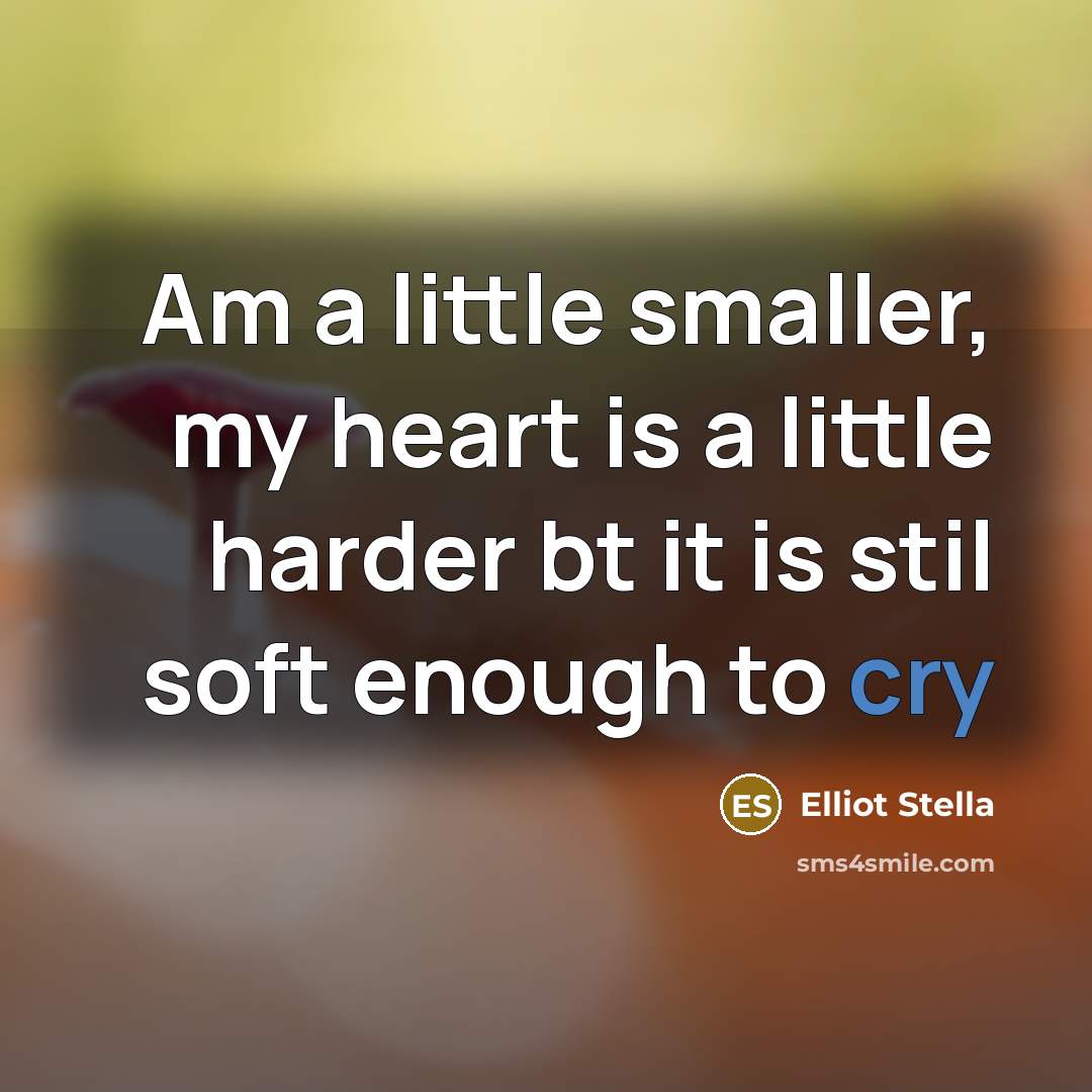 “Am a little smaller, my heart is a little harder…” quote by Elliot Stella