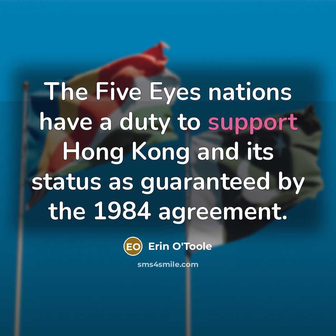 “The Five Eyes nations have a duty to support Hong…” quote by Erin O'Toole