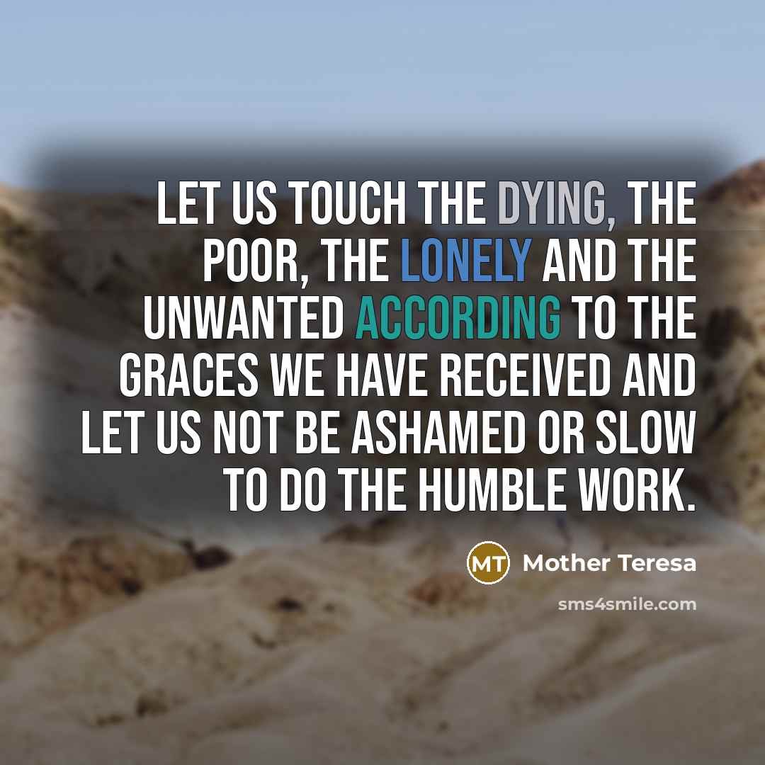 “Let us touch the dying, the poor, the lonely and…” quote by Mother Teresa