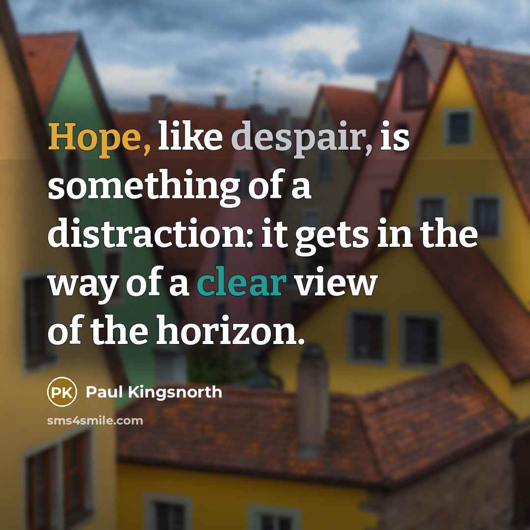 “Hope, like despair, is something of a distraction: it gets…” quote by Paul Kingsnorth