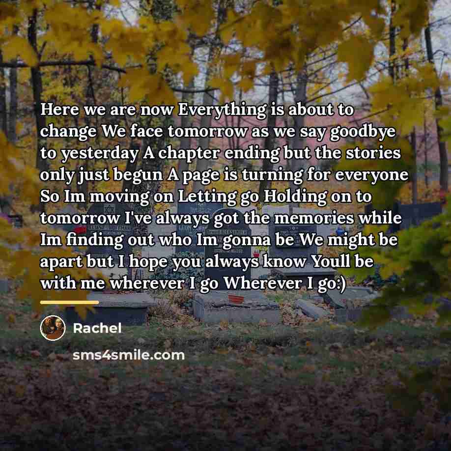 “Here we are now Everything is about to change We…” quote by Rachel
