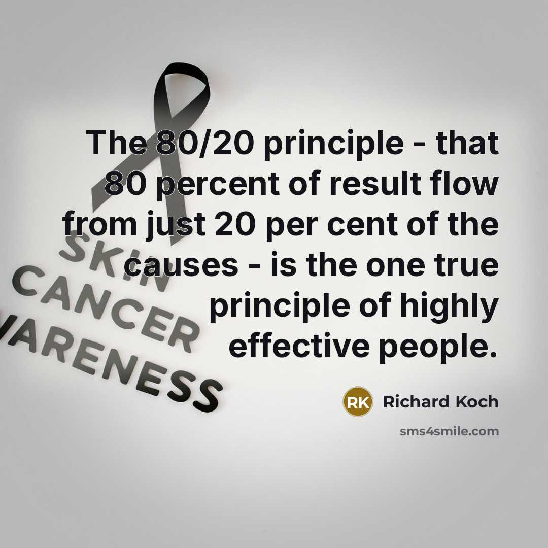 “The 80/20 principle - that 80 percent of result flow…” quote by Richard Koch