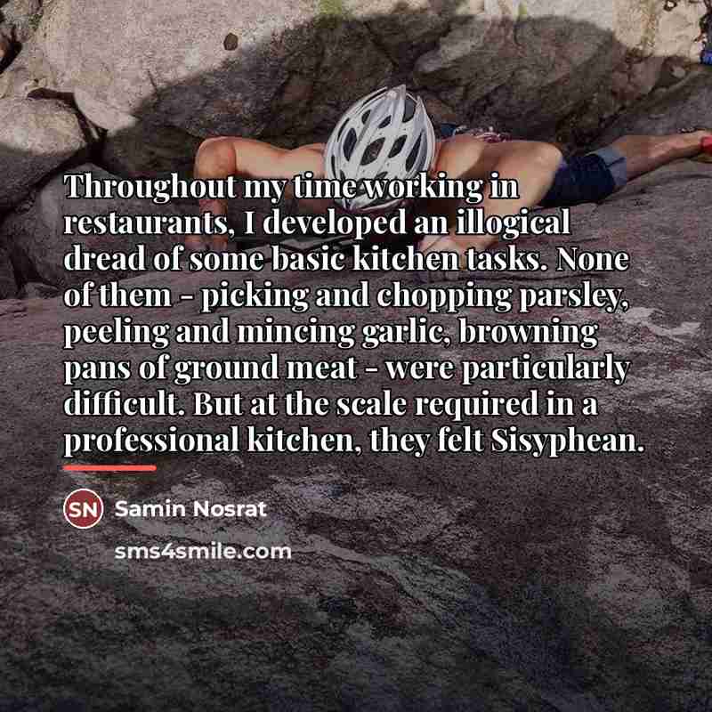 “Throughout my time working in restaurants, I developed an illogical…” quote by Samin Nosrat