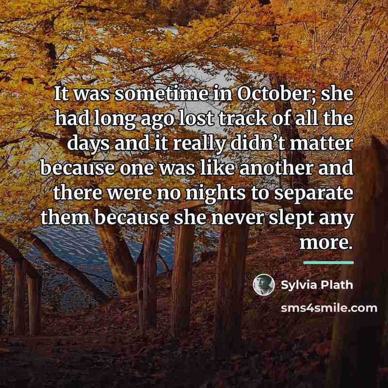 “It was sometime in October; she had long ago lost…” quote by Sylvia Plath