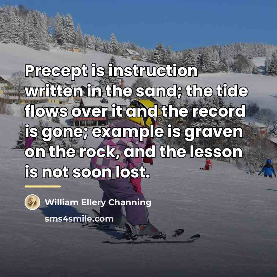 “Precept is instruction written in the sand; the tide flows…” quote by William Ellery Channing