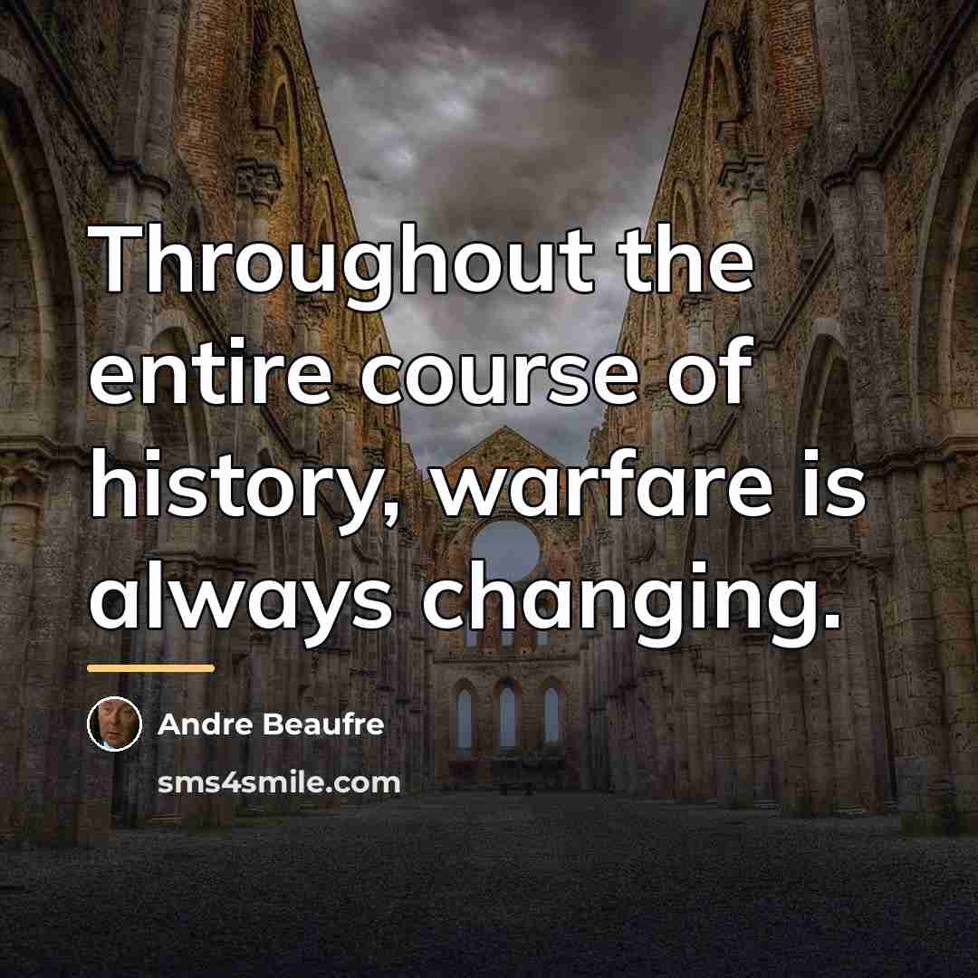 “Throughout the entire course of history, warfare is always changing.…” quote by Andre Beaufre