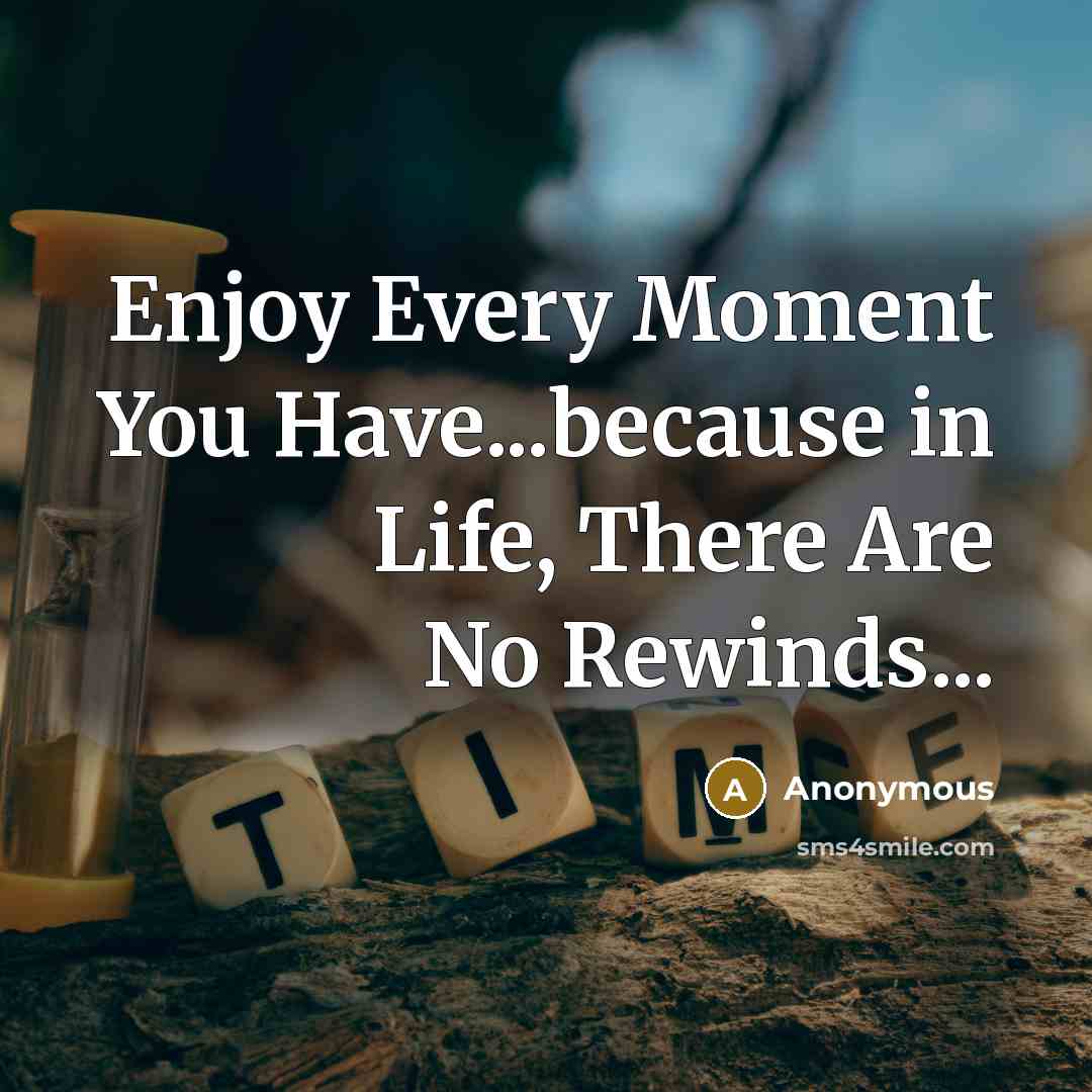 “Enjoy Every Moment You Have...because in Life, There Are No Rewinds...” quote by Anonymous