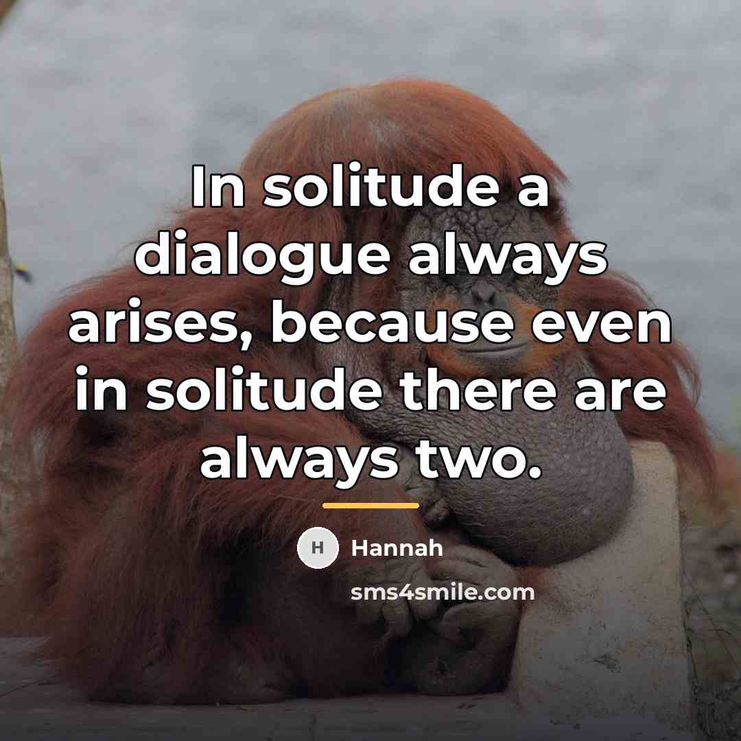 “In solitude a dialogue always arises, because even in solitude…” quote by Hannah