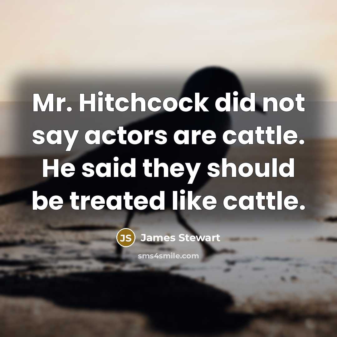 “Mr. Hitchcock did not say actors are cattle. He said…” quote by James Stewart
