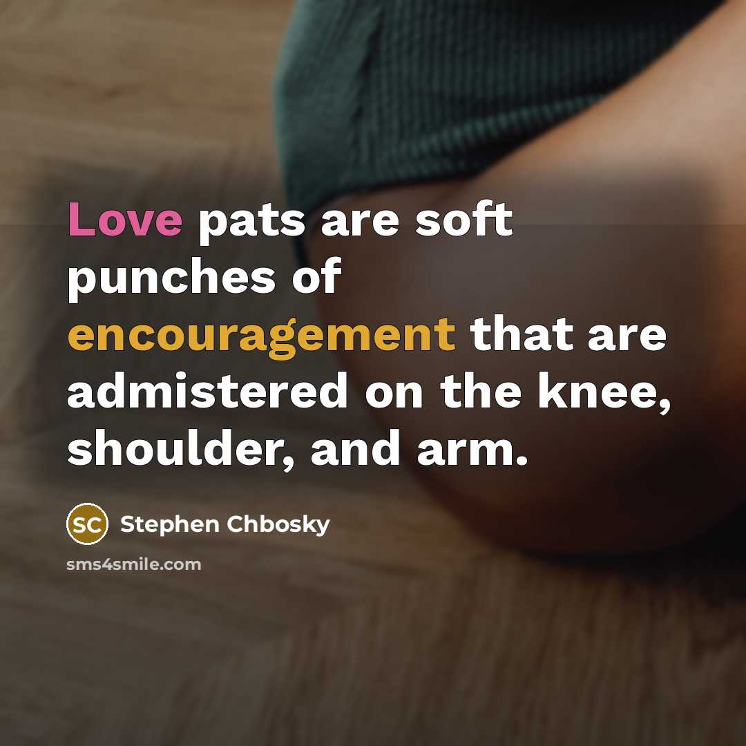 “Love pats are soft punches of encouragement that are admistered…” quote by Stephen Chbosky