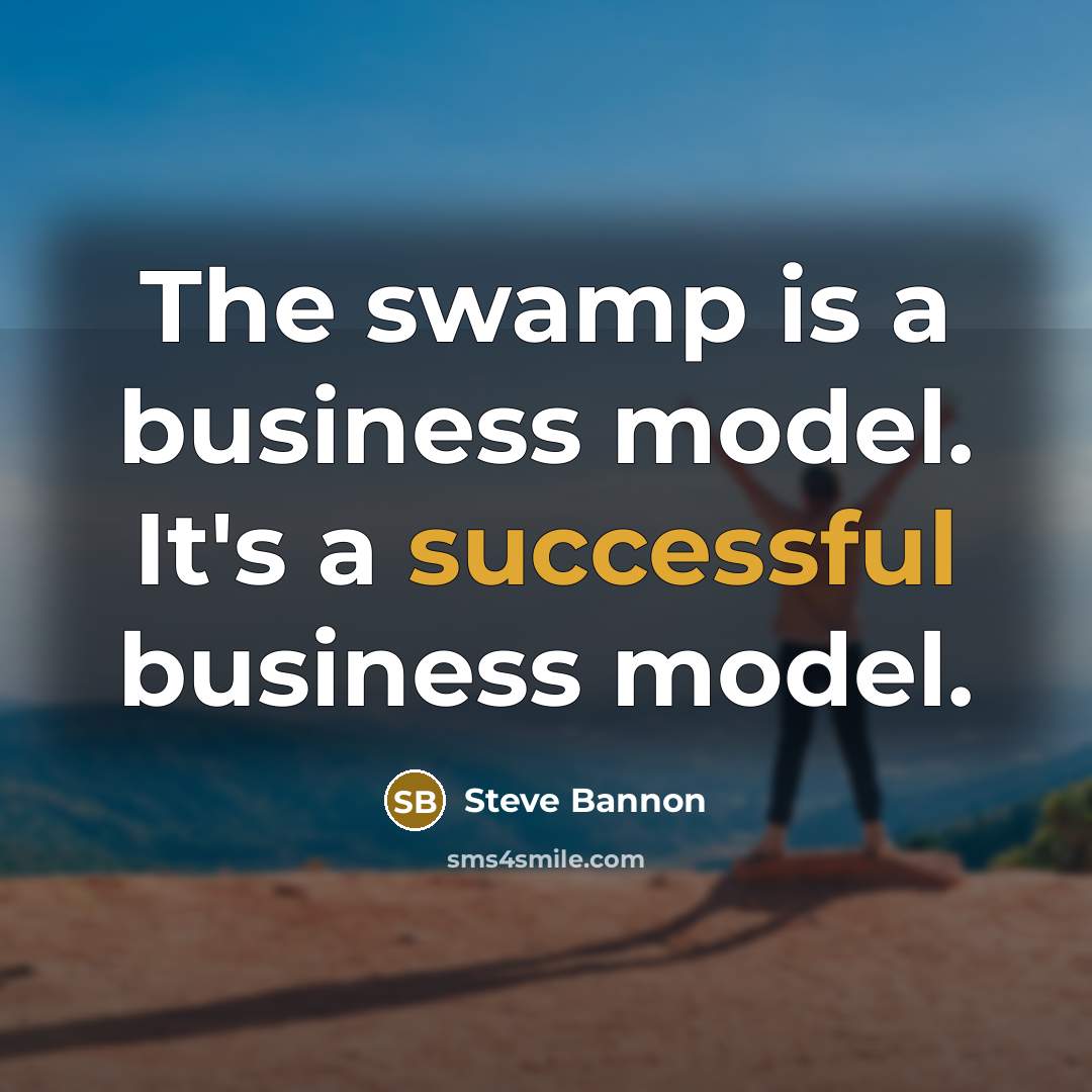 “The swamp is a business model. It's a successful business…” quote by Steve Bannon