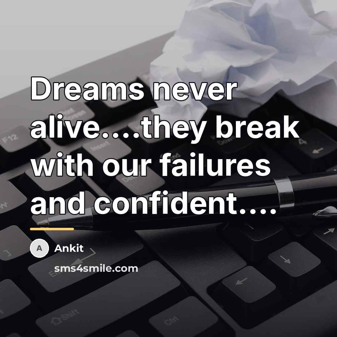 “Dreams never alive....they break with our failures and confident....…” quote by Ankit
