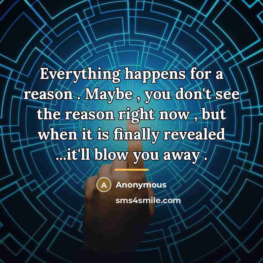 “Everything happens for a reason . Maybe , you don't…” quote by Anonymous