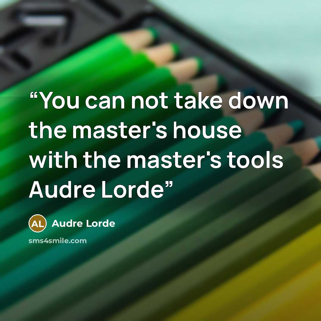 “You can not take down the master's house with the master's tools Audre Lorde” quote by Audre Lorde