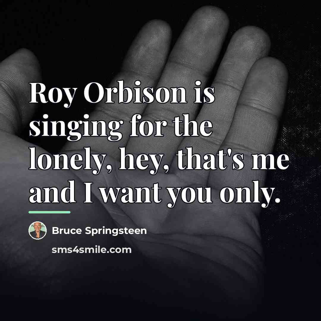 “Roy Orbison is singing for the lonely, hey, that's me…” quote by Bruce Springsteen