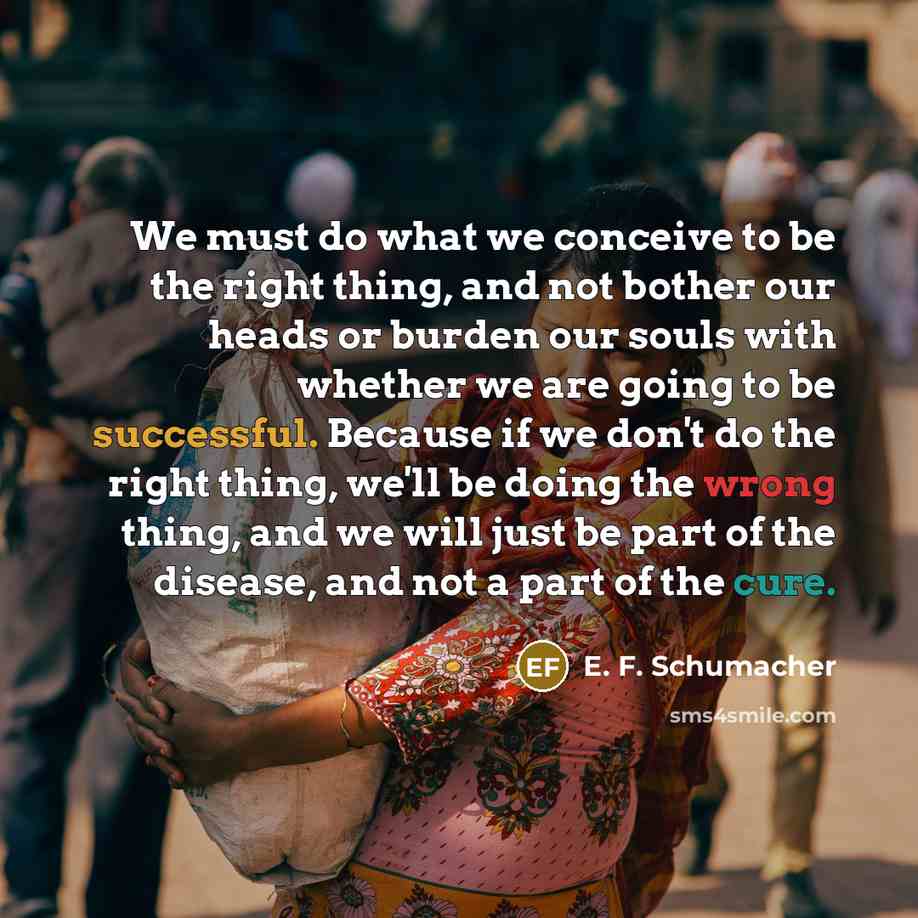 “We must do what we conceive to be the right…” quote by E. F. Schumacher
