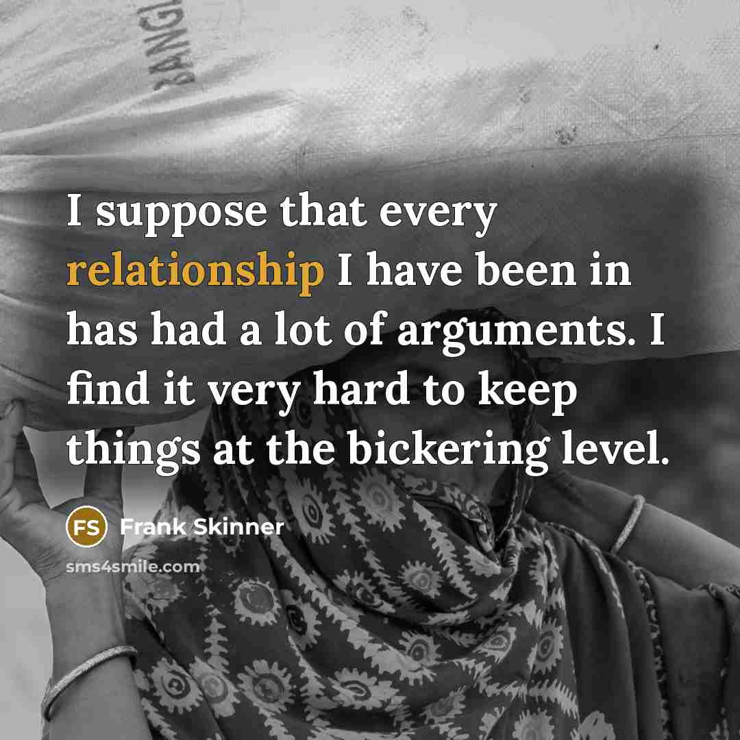 “I suppose that every relationship I have been in has had a lot of arguments. I find it very hard to keep things at the bickering level.” quote by Frank Skinner