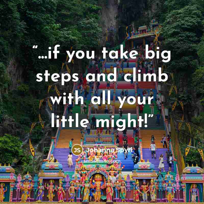 “...if you take big steps and climb with all your little might!” quote by Johanna Spyri