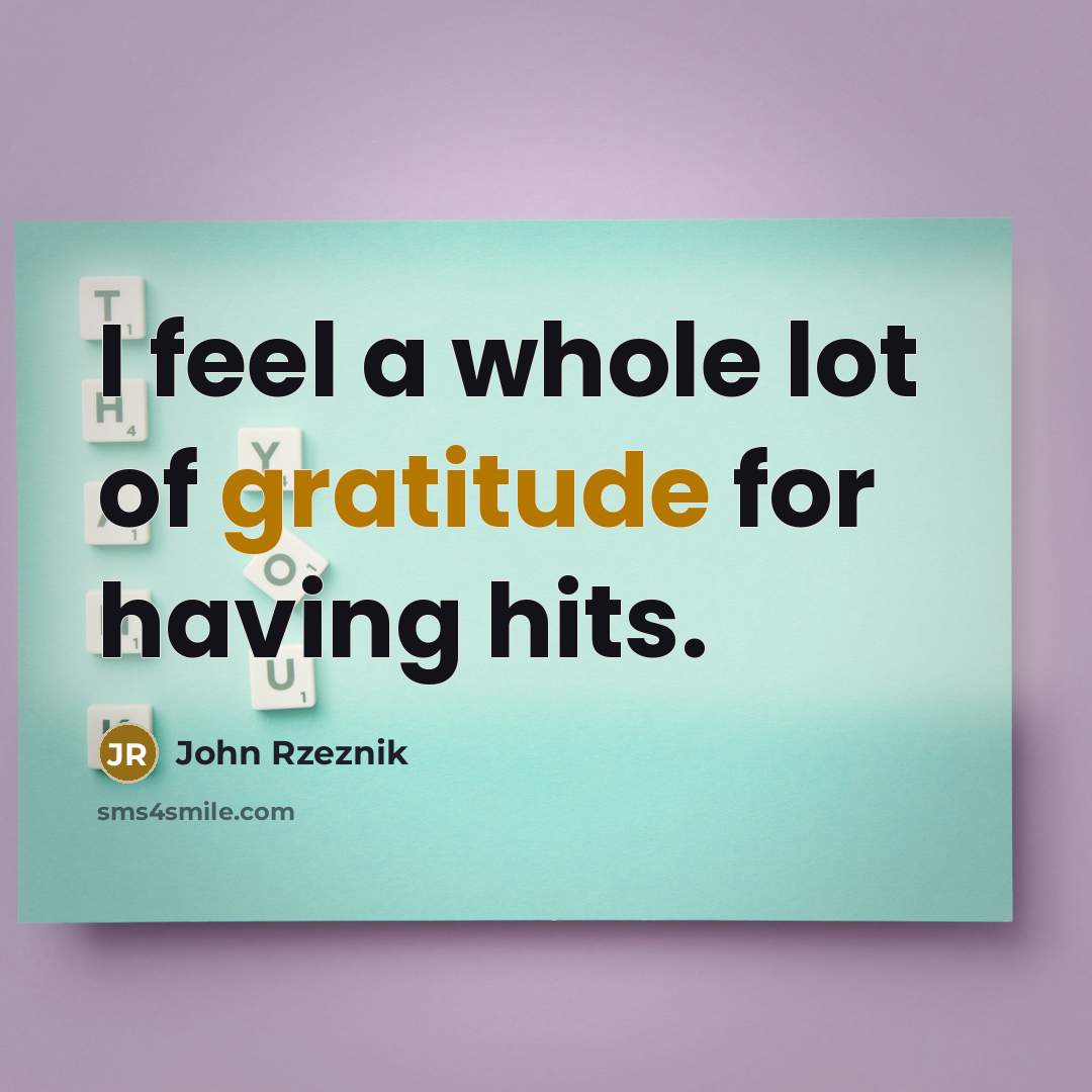 “I feel a whole lot of gratitude for having hits.…” quote by John Rzeznik