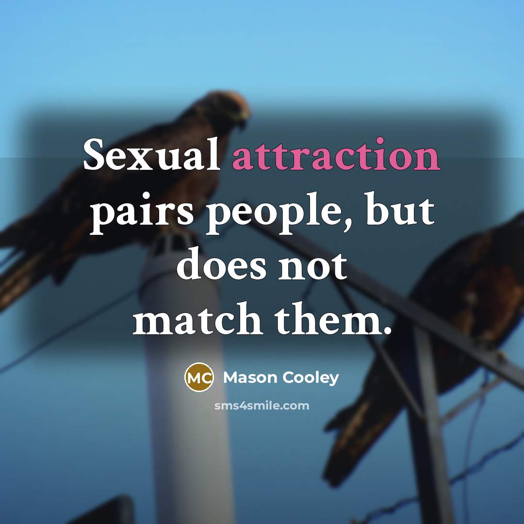 “Sexual attraction pairs people, but does not match them.…” quote by Mason Cooley