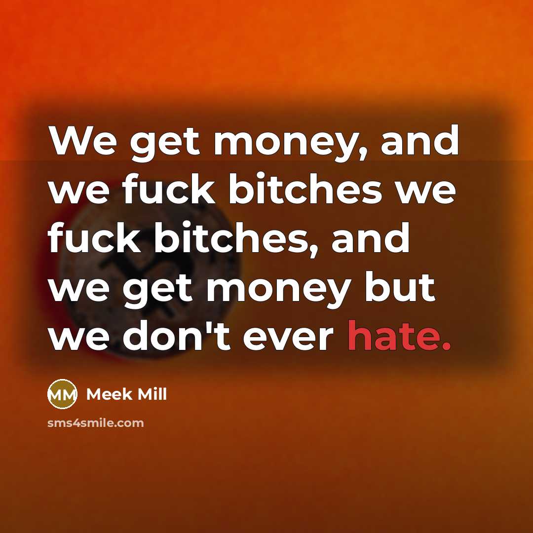 “We get money, and we fuck bitches we fuck bitches,…” quote by Meek Mill