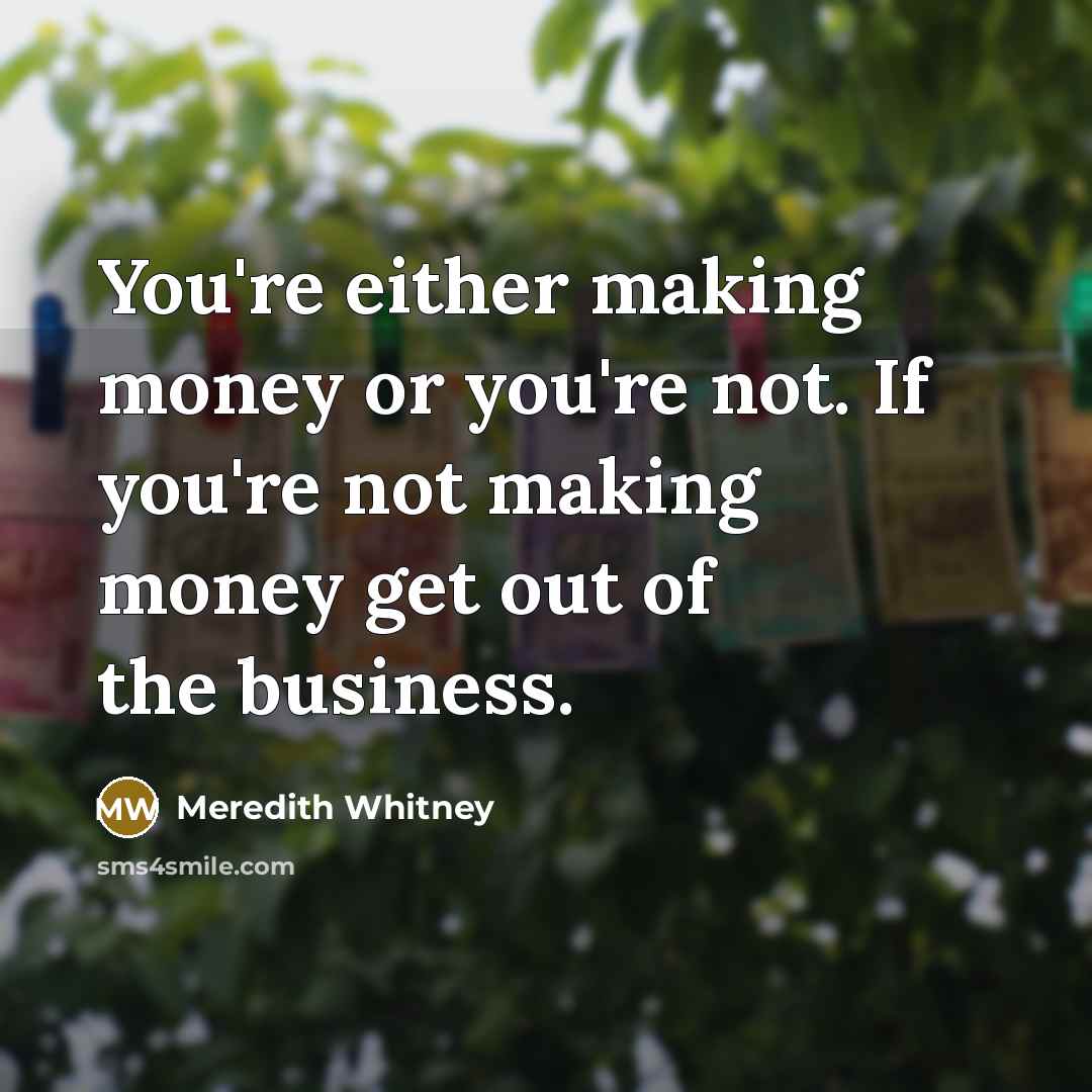 “You're either making money or you're not. If you're not…” quote by Meredith Whitney