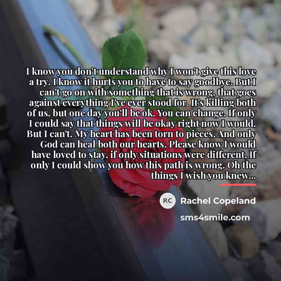 “I know you don't understand why I won't give this…” quote by Rachel Copeland