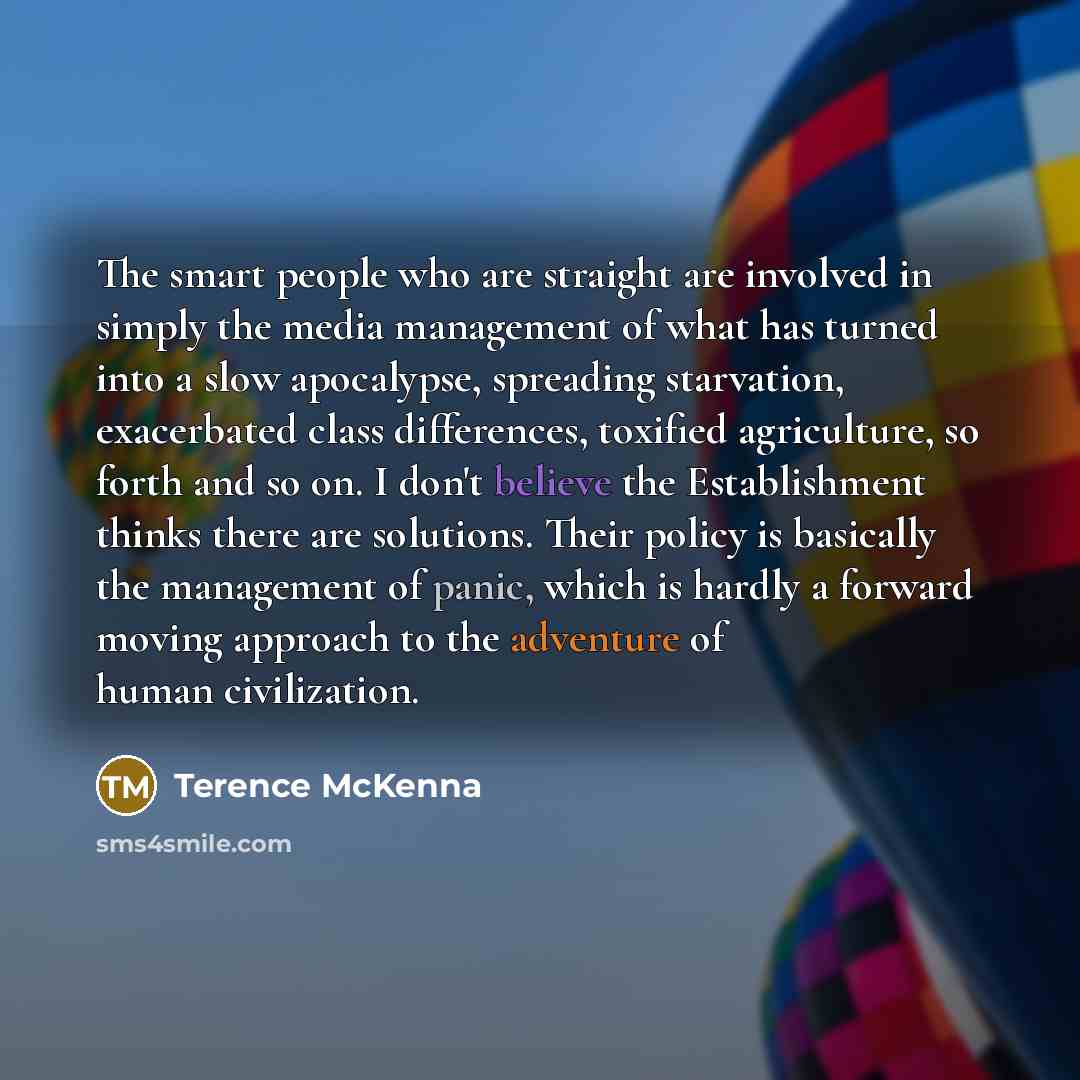 “The smart people who are straight are involved in simply…” quote by Terence McKenna