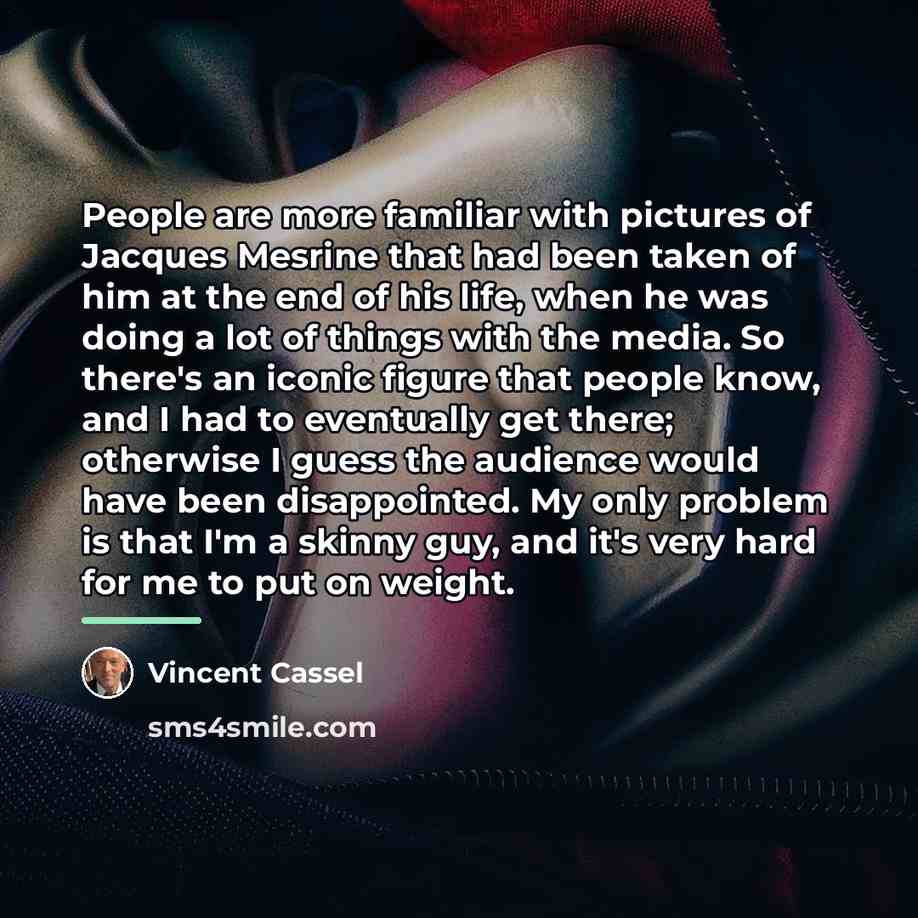 “People are more familiar with pictures of Jacques Mesrine that…” quote by Vincent Cassel