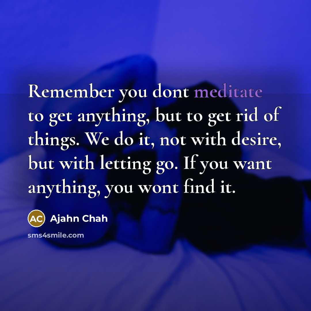 “Remember you dont meditate to get anything, but to get…” quote by Ajahn Chah