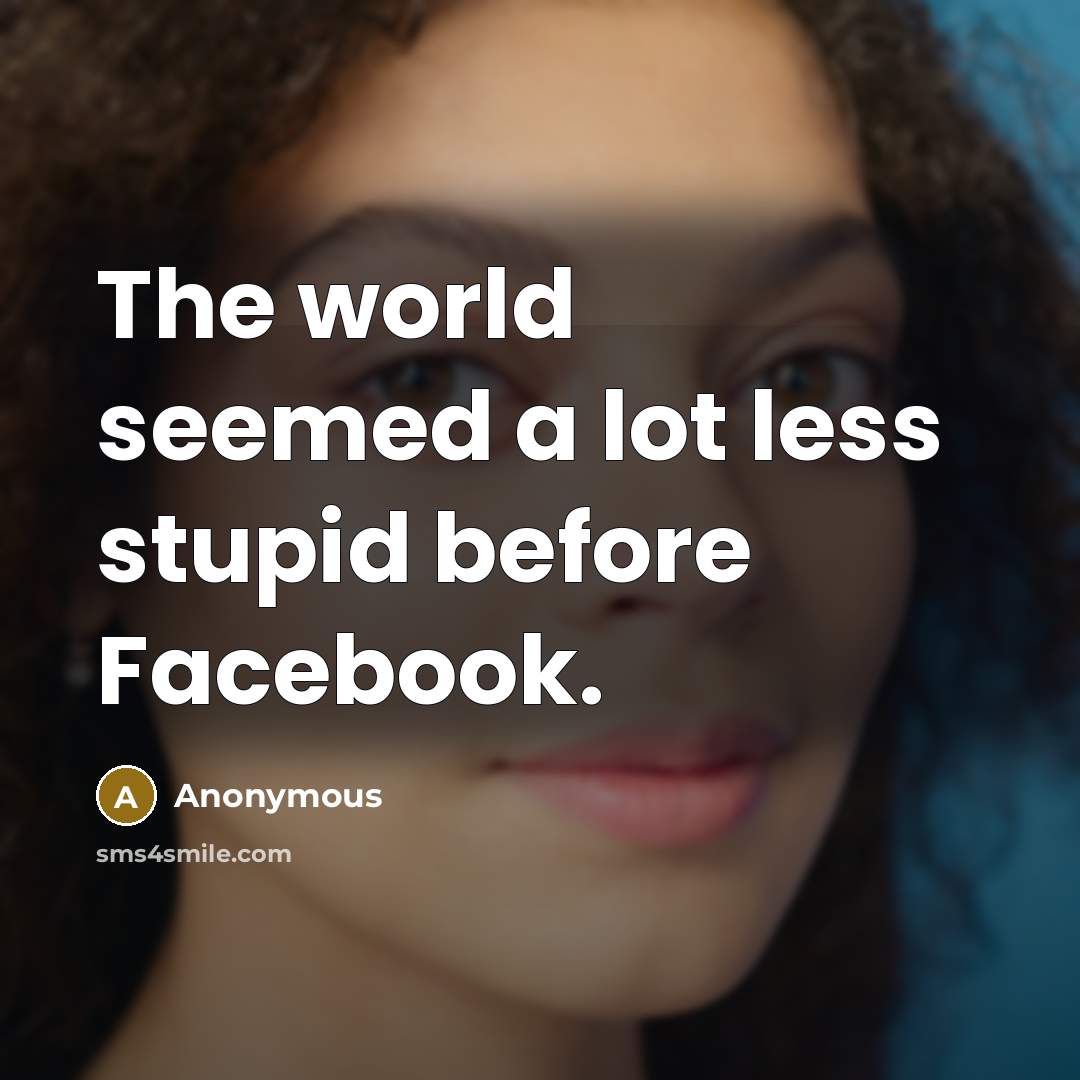 “The world seemed a lot less stupid before Facebook.” quote by Anonymous