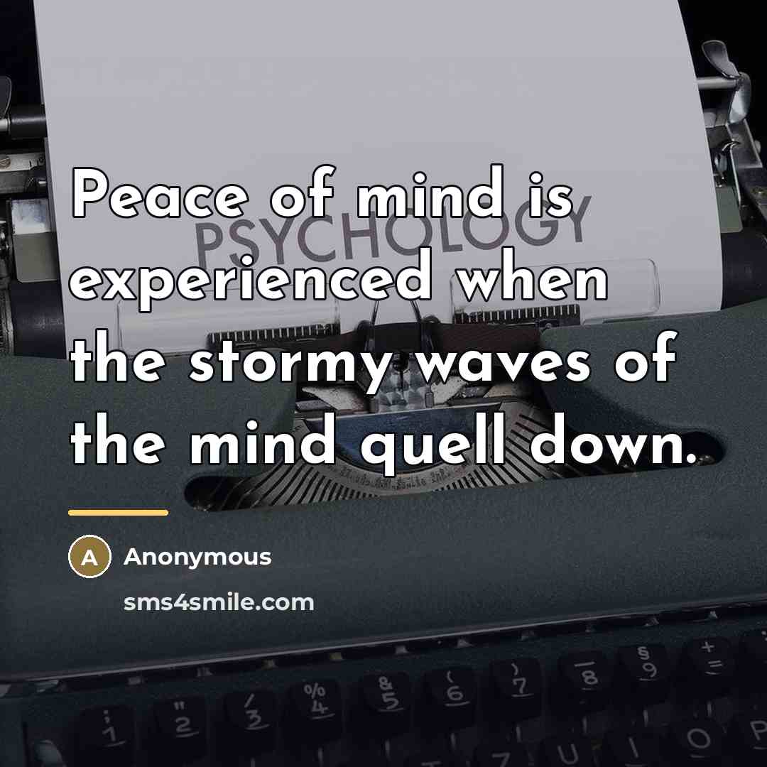 “Peace of mind is experienced when the stormy waves of…” quote by Anonymous