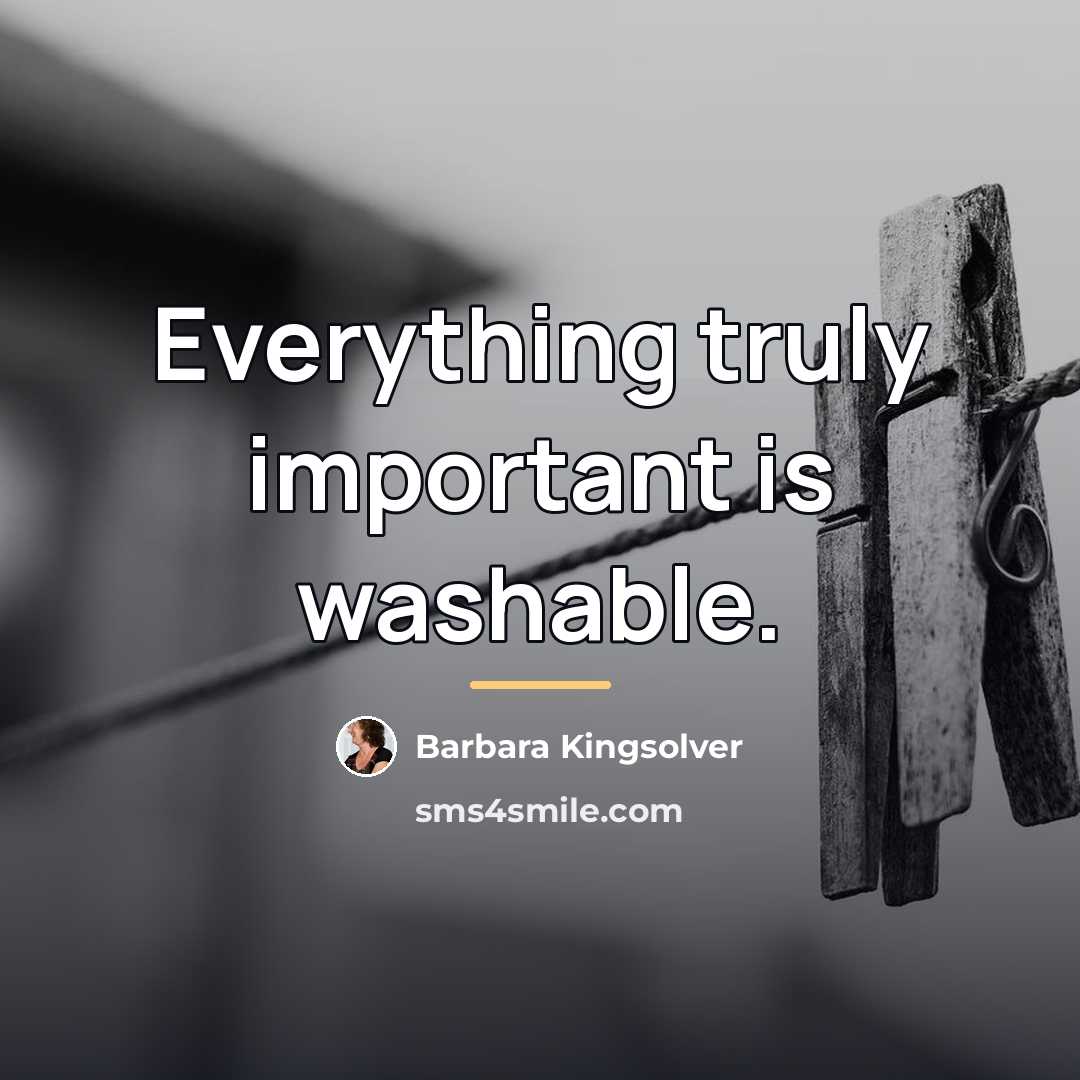 “Everything truly important is washable.…” quote by Barbara Kingsolver