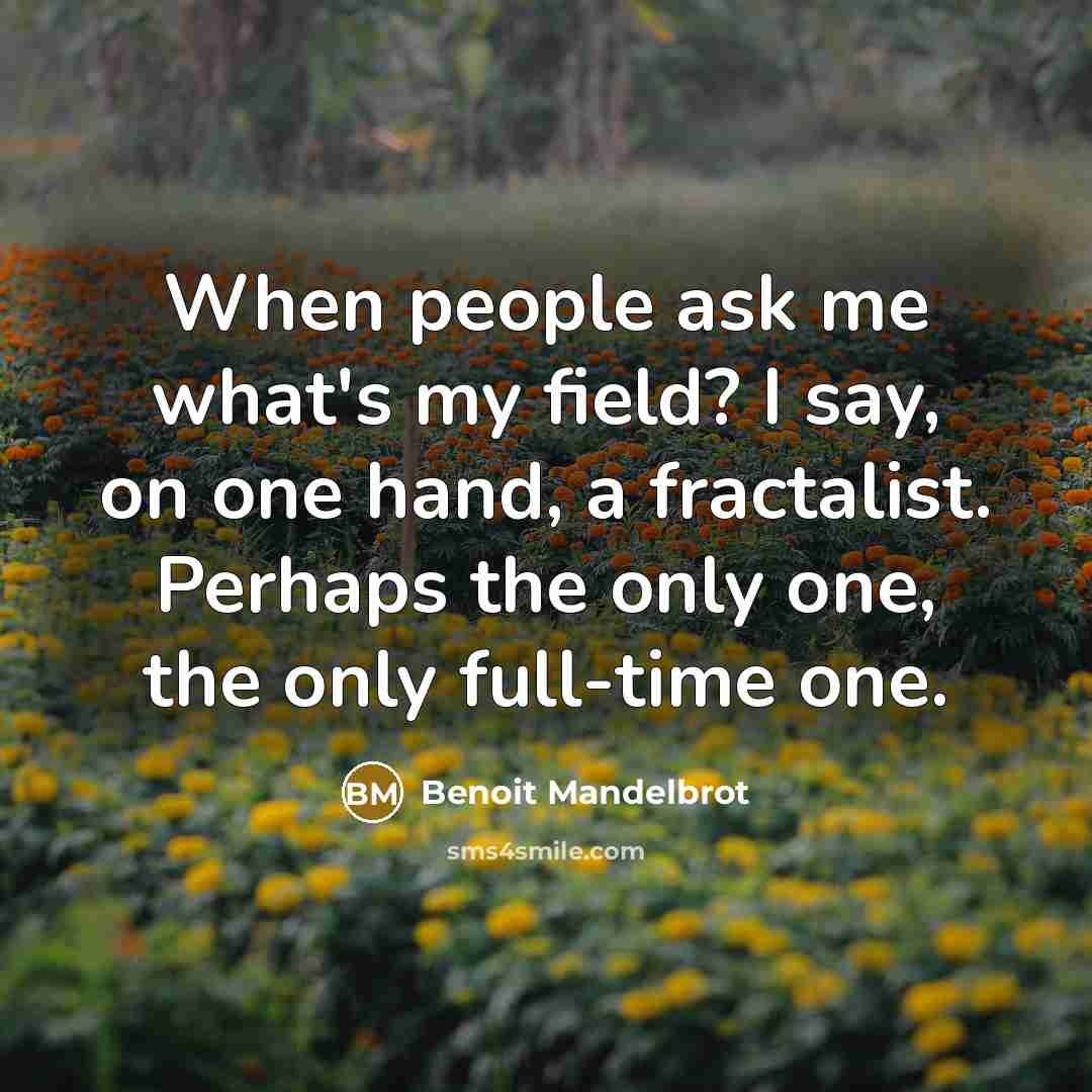 “When people ask me what's my field? I say, on…” quote by Benoit Mandelbrot