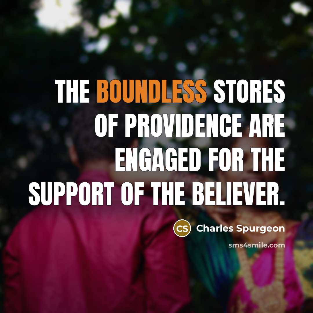 “The boundless stores of Providence are engaged for the support…” quote by Charles Spurgeon