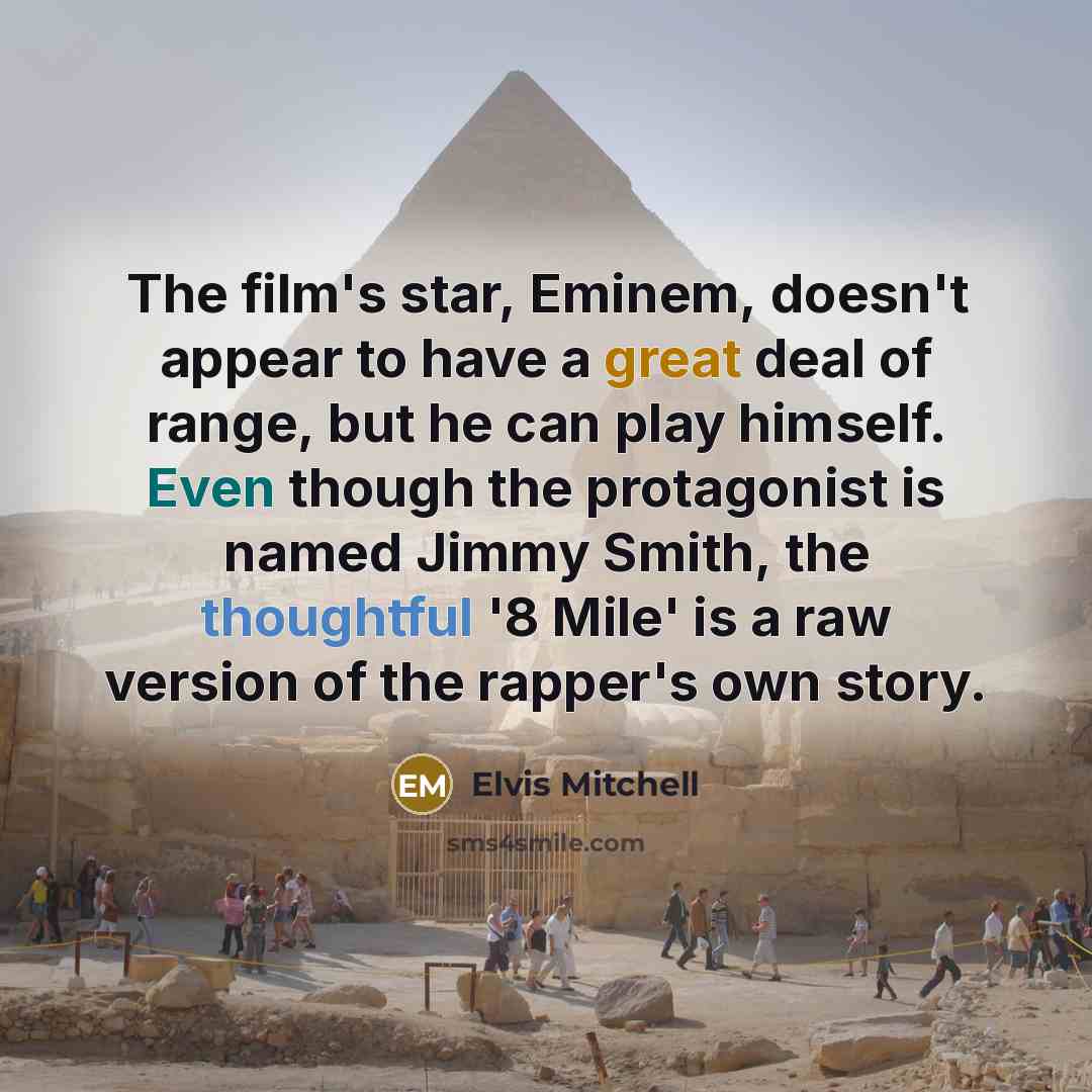 “The film's star, Eminem, doesn't appear to have a great…” quote by Elvis Mitchell