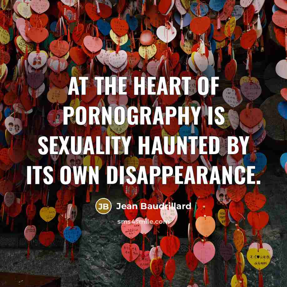 “At the heart of pornography is sexuality haunted by its own disappearance.” quote by Jean Baudrillard